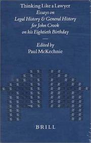 Thinking like a lawyer : essays on legal history and general history for John Crook on his eightieth birthday /