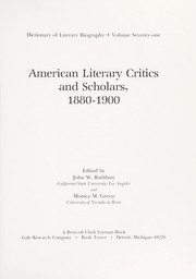 American literary critics and scholars, 1880-1900 /