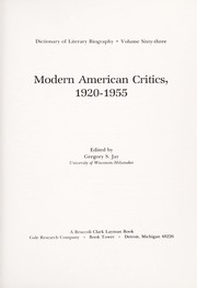 Modern American critics, 1920-1955 /