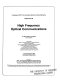 High frequency optical communications : [proceedings] : 23-24 September 1986, Cambridge, Massachusetts /