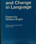 Variation and change in language : essays /