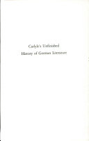 Carlyle's unfinished History of German literature.