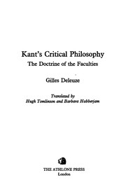 Kant's critical philosophy : the doctrine of the faculties /