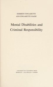 Mental disabilities and criminal responsibility /