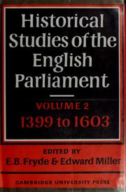 Historical studies of the English Parliament,