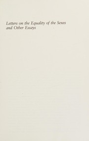 Letters on the equality of the sexes, and other essays /