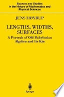 Lengths, widths, surfaces : a portrait of old Babylonian algebra and its kin /