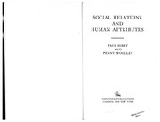 Social relations and human attributes /