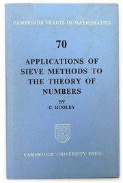 Applications of sieve methods to the theory of numbers /