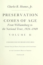 Preservation comes of age : from Williamsburg to the National Trust, 1926-1949 /