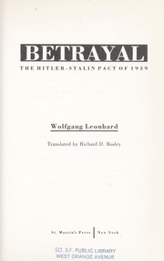 Betrayal : the Hitler-Stalin pact of 1939 /