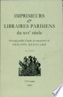 Imprimeurs & libraires parisiens du XVIe siècle.
