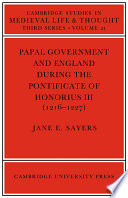Papal government and England during the pontificate of Honorius III (1216-1227) /