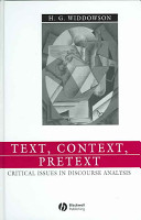 Text, context, pretext : critical issues in discourse analysis /